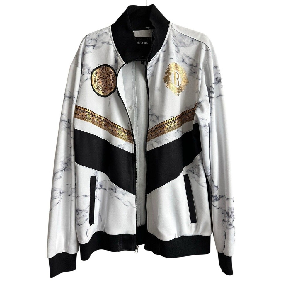 Reason Marble Print Gold Track Jacket Man XL Full Zip